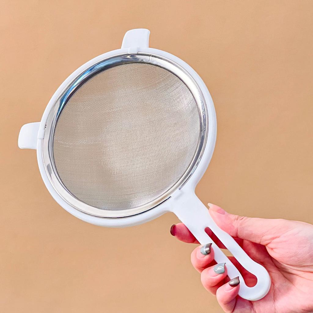 304 Stainless Steel Fine Mesh Flour Sieve Reusable Colander Residue Filter Spoon Detachable Strainer Skimmer Spoon Kitchen Tools