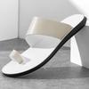 Men's Slippers 2025Summer New Casual Leather Slipper Comfortable Non-Slip Men Flat Sandals Peep Toe Beach Slippers Luxury Slides