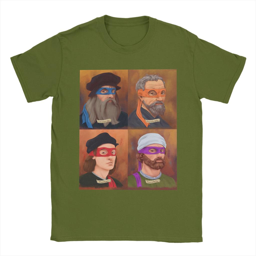 The Renaissance Ninja Artists T-Shirts Men Science Turtles Pure Cotton Tee Shirt Crewneck Short Sleeve T Shirt Gift Idea Clothes