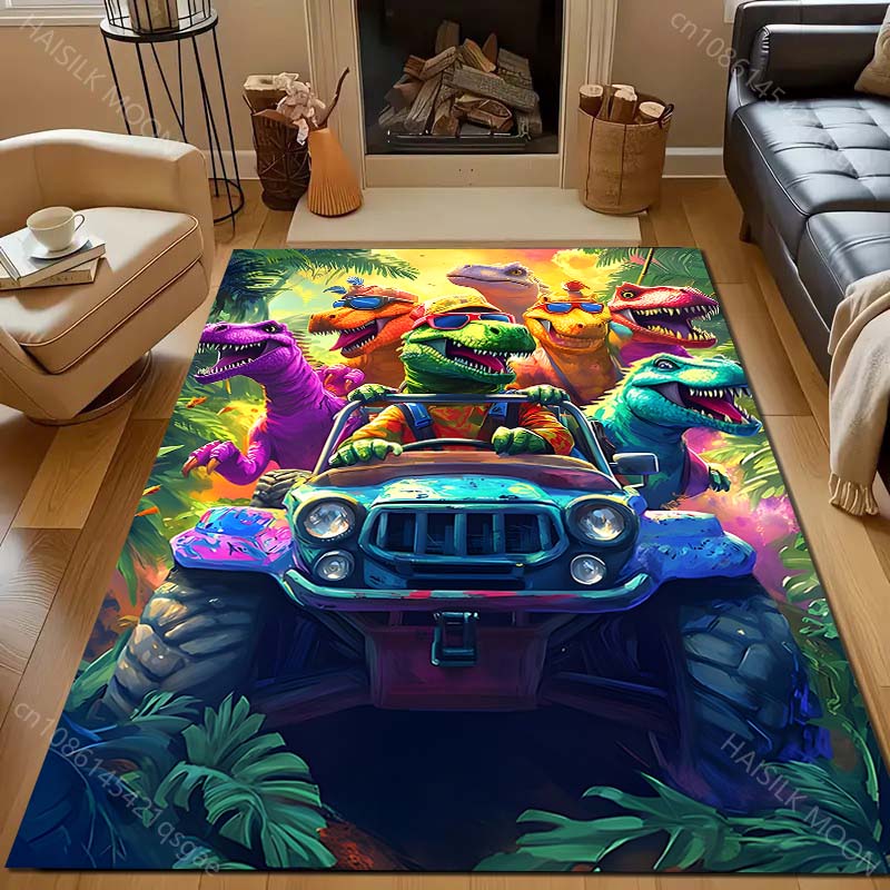 

A Group of Dinosaur Cars Print Cartoon Carpet for Bedroom Living Room Bedside Sofa Floor Mat Modern Home Decor Area Rug 40x60cm (16x24in)
