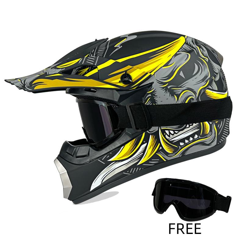 Professional Off-Road Helmet Dot Certified - Motorcycle Motocross Helmet with Goggles, Removable Liner & Lightweight Quick-Relea