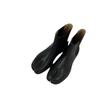British Style Chelsea Boots Women's Short Boots Medium Tube Elastic Personality Design Horse Hoof Shoes Leather Shoes