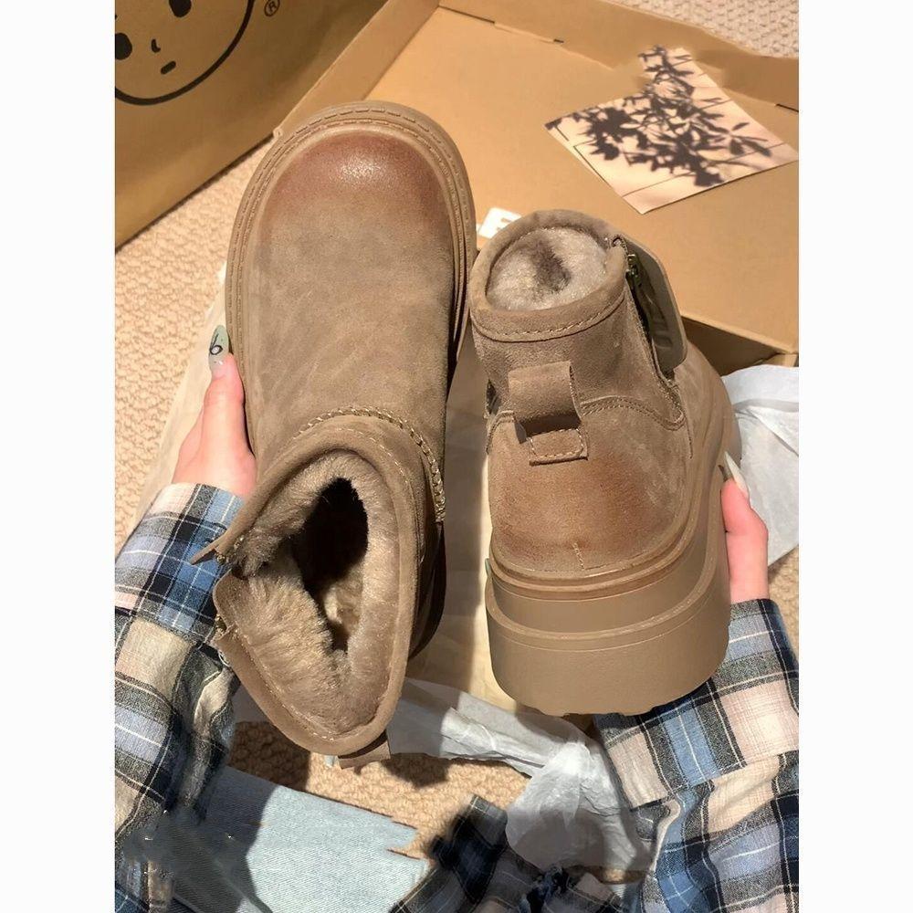 Fur snow boots winter new non-slip velvet bread thickened warm short boots warm fashion cotton shoes