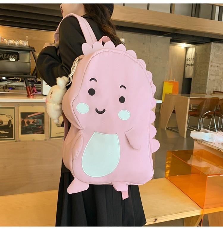 Lovely Girl's Nylon Backpack With Fun Dinosaur Design Spacious And Wear-resistant Fashionable School Bag