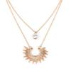 Double Layer Rhinestone Fan Shape Clavicle Chain, Fashion Necklace for Women