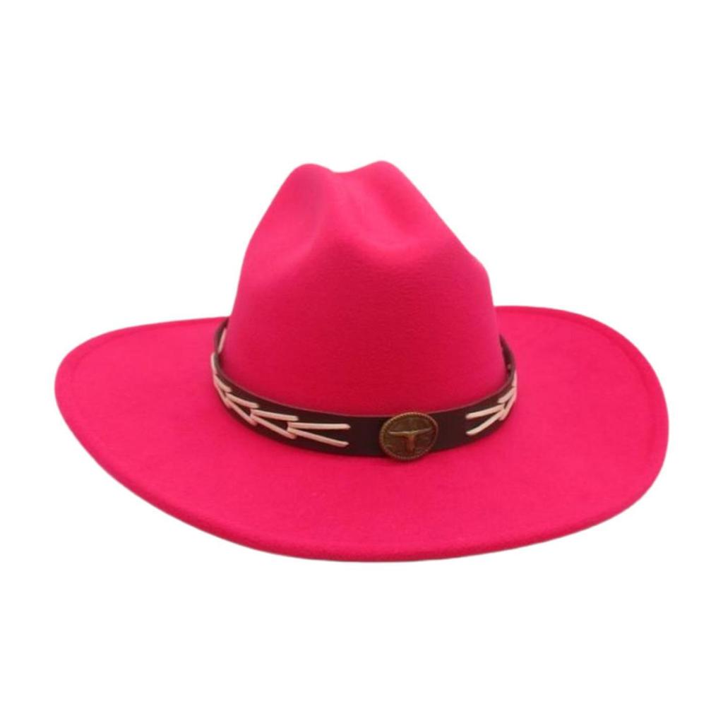 Ladies Shopping Concave Shape Internet Celebrity Top Hat New Fashion Simple Cowboy Hat One Word Top Wide Brim Woolen Jazz Hat