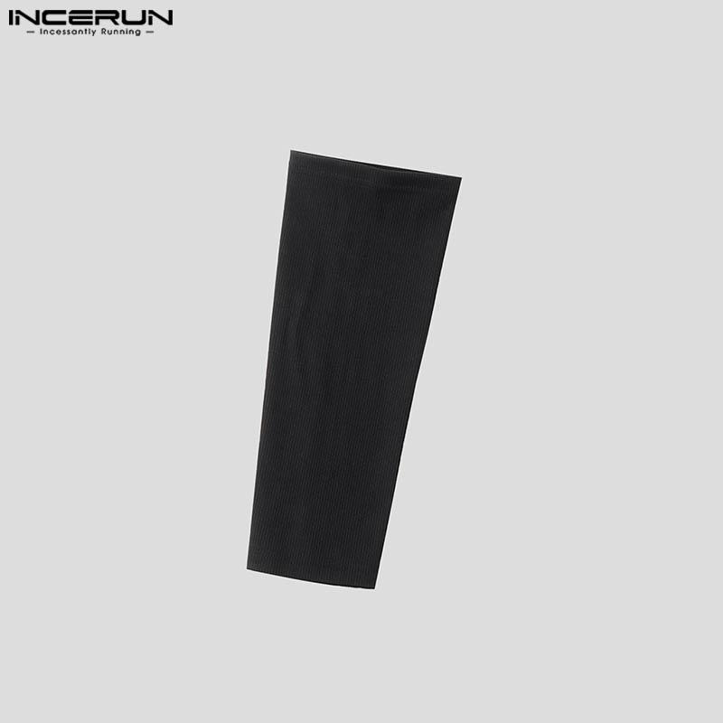 INCERUN Herren T-Shirt mit hohem Wasserfallausschnitt und Patchwork-Ärmeln, legere Passform, unregelmäßige Lagen