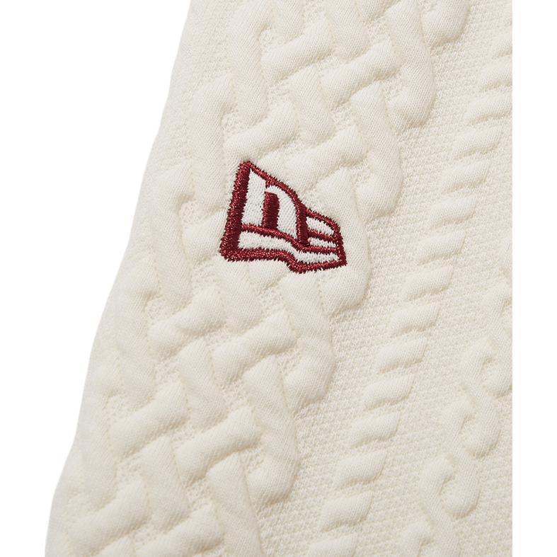 New Era FW23 Christmas Collection Thick Loose Fit Cuffed Embroidered Knit Sweatpants Unisex Bottoms Ivory 14112270
