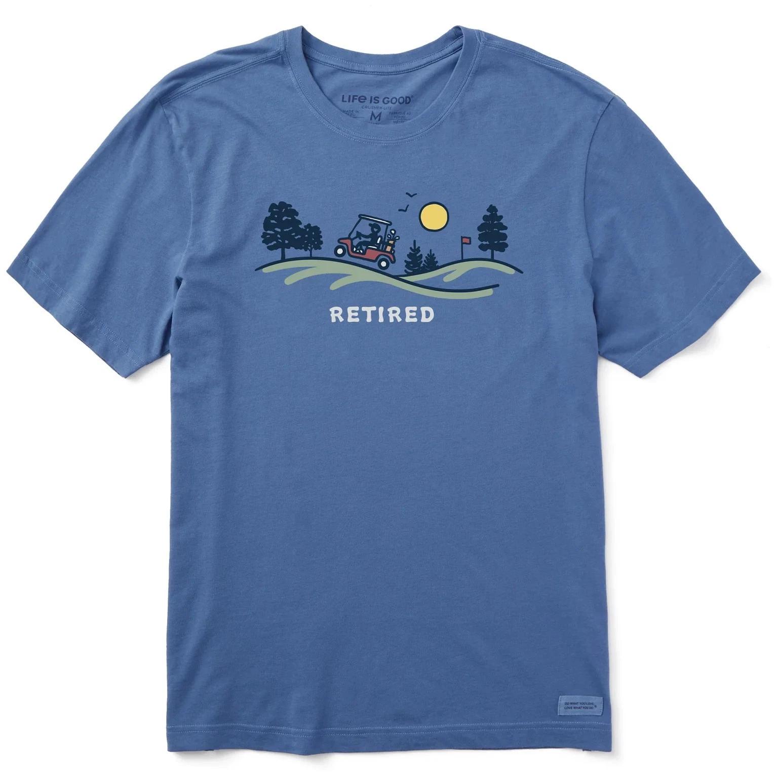 

Life is Good. Men s Retired Golf Cart Short Sleeve Crusher Tee, Vintage Blue 3XL