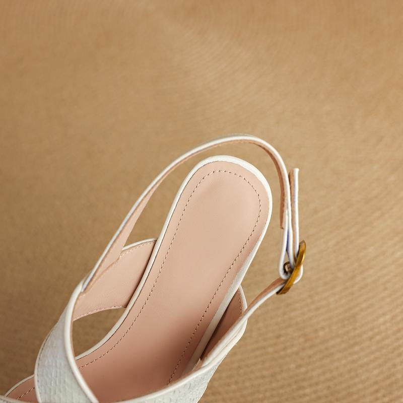 Fashion Women's New Summer Genuine Leather, Fish Skin, Exposed Toe, Thick Bottom, Waterproof Platform, High-heeled Fashion Sandals