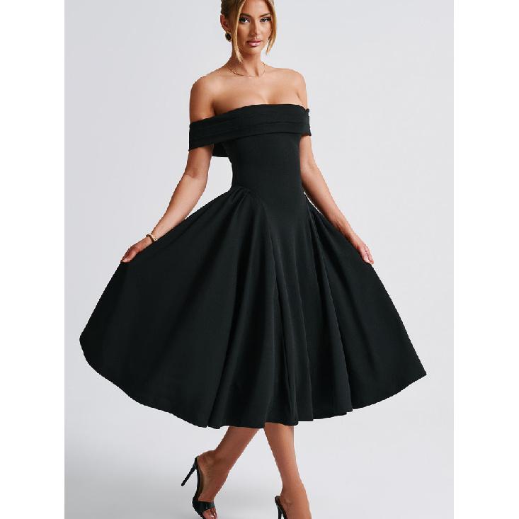 Elegancka Sukienka Damska Bez Ramiączek, Bez Pleców, na Jedno Ramię, w Czystym Kolorze, Letnia-Graniczna, Modna