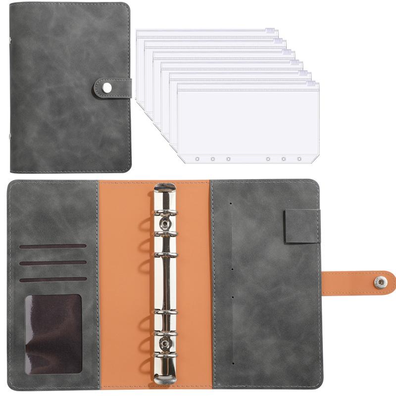 A6 PU Leather Budget Binder Notebook Cash Envelopes System Set,with Binder Pockets for Money Budget Saving Bill Organizer