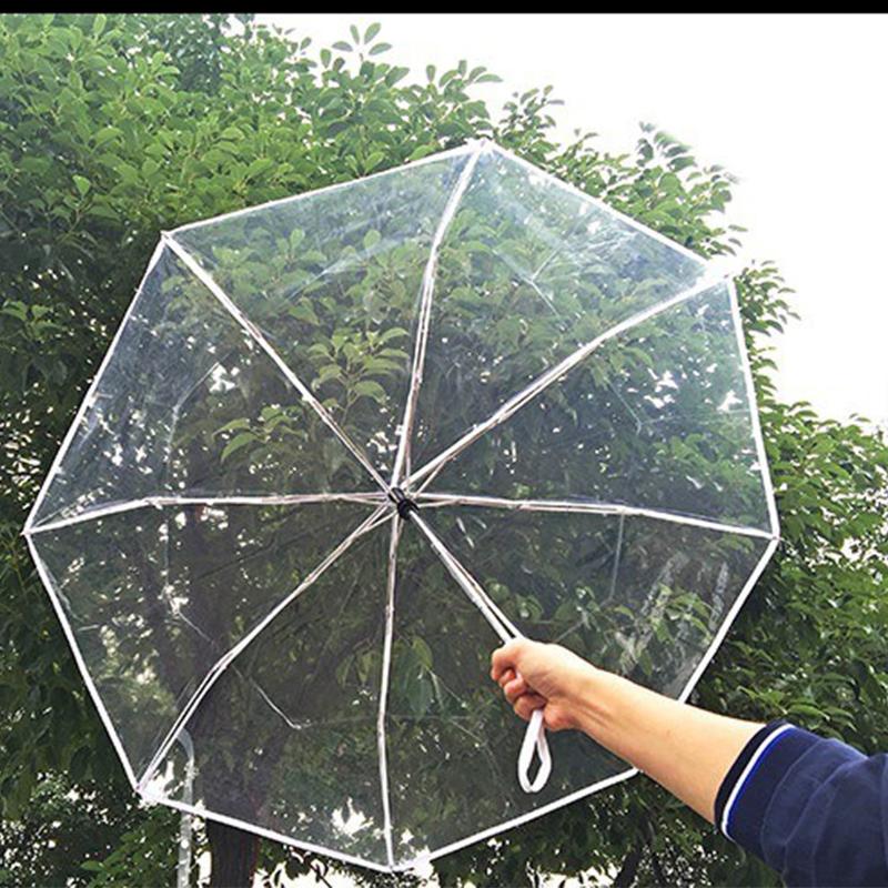 Transparent Umbrella Folding Fully Automatic Transparent Triple Fold Rain Umbrella Umbrella Student Minimalist