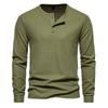 Men's Four-Button Waffle Knit Henley Long Sleeve T-Shirt