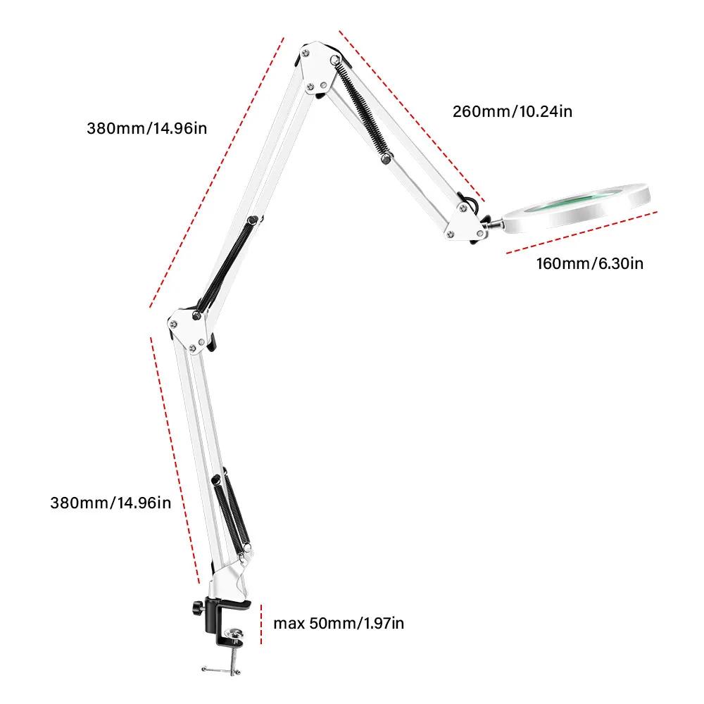 72LED Magnifying Glass  Three Stage Folding 8X Illuminated Magnifier USB for Soldering Iron Repair/Table Lamp/Skincare Beauty