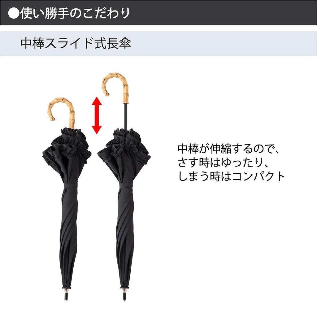 Sun UV Protection Light Heat Compact Long Frilled Suitable for Both Sunny and Rainy 50cm X 8 Complete Sun Laminated Cool Plus Umbrella, 100%,