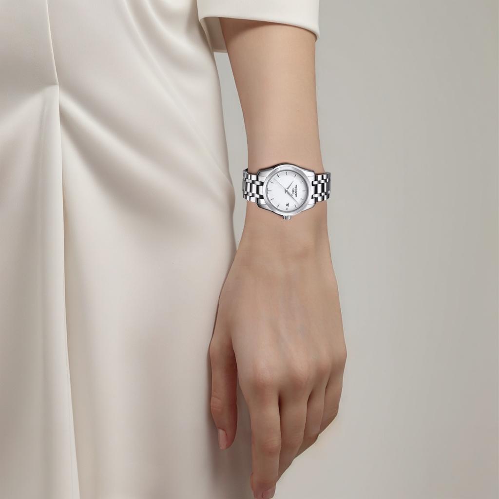 TISSOT Kutu Collection Quartz Movement Women's Watch 32mm White Dial Stainless Steel Case T035.210.11.011.00