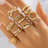 Vintage Blumen Geometrisches Ring Set Für Frauen Unregelmäßige Lavatextur Barocke Perle Edelstein Fingerringe Trendiger Statement Schmuck