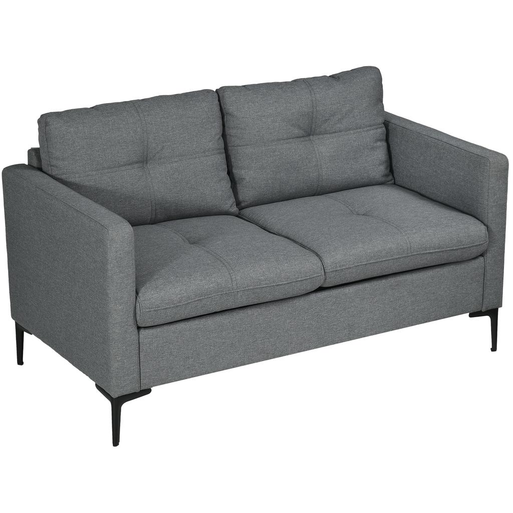 Two Seater Sofa With Steel Legs Grey