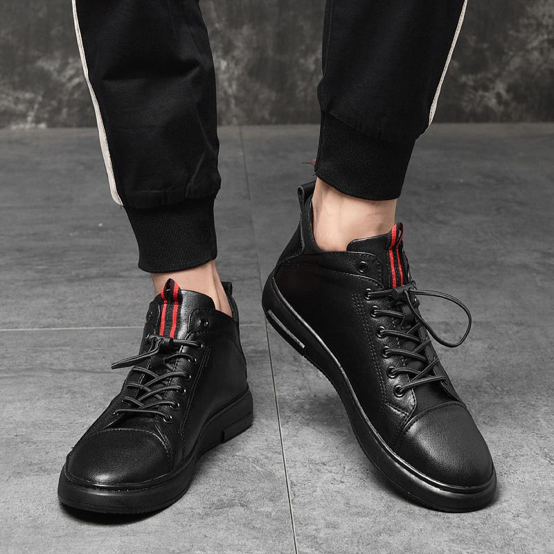 Classic Brand Men's Genuine Leather Casual Shoes Inner Elevated Shoes Winter High Top Cotton Shoes Men's Oxford Shoes Durable