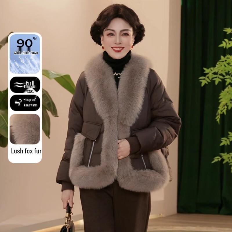 

JIANHU Women s Fox Fur Trim 90% White Duck Down Jacket 3XL
