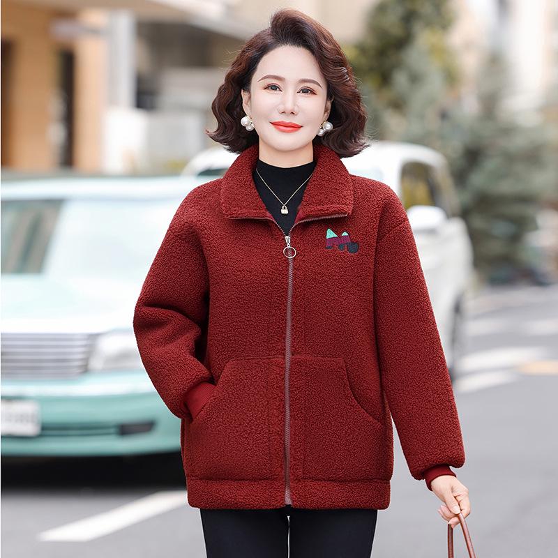2025 Women's Plush Cotton Jacket: Thick, Fleece-Lined Outerwear for Middle-Aged and Elderly, Ideal for Autumn and Winter.