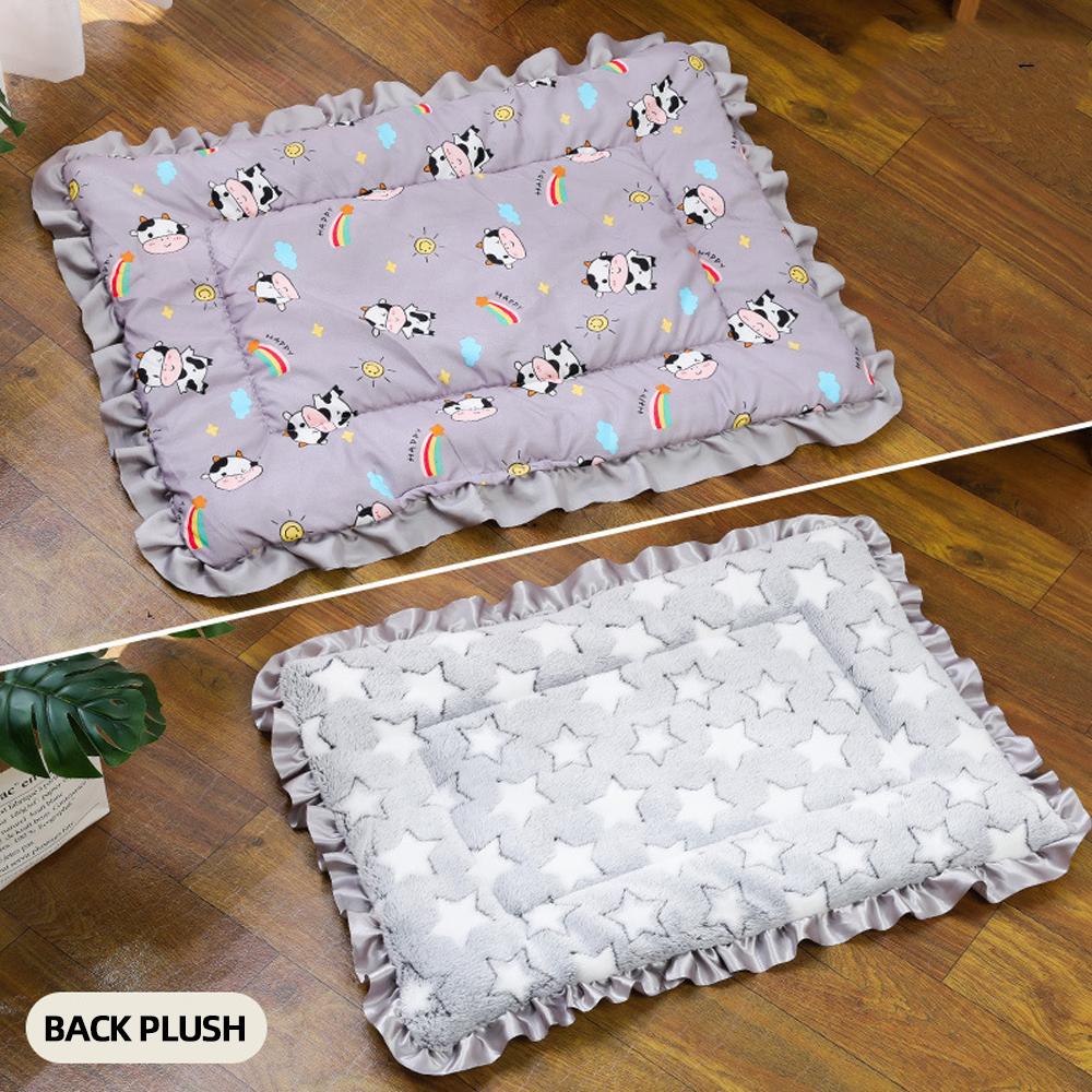 Für doppelseitige Farb-Flanell-Haustiermatte Prinzessinnenstil Verdicken Kätzchen Welpenbett Sofamatratze Kissen für Mittelgroße Große Haustiere Leer