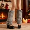 Women Fuzzy Leg Warmers Faux Fur Fluffy Boot Covers Knee High Warm Furry Leg Warmers for Party Dating Christmas Costume