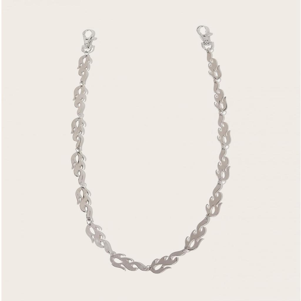 New Silver Metal Ladies Ins Pants Chain Punk Hip Hop Flame Waist Chain