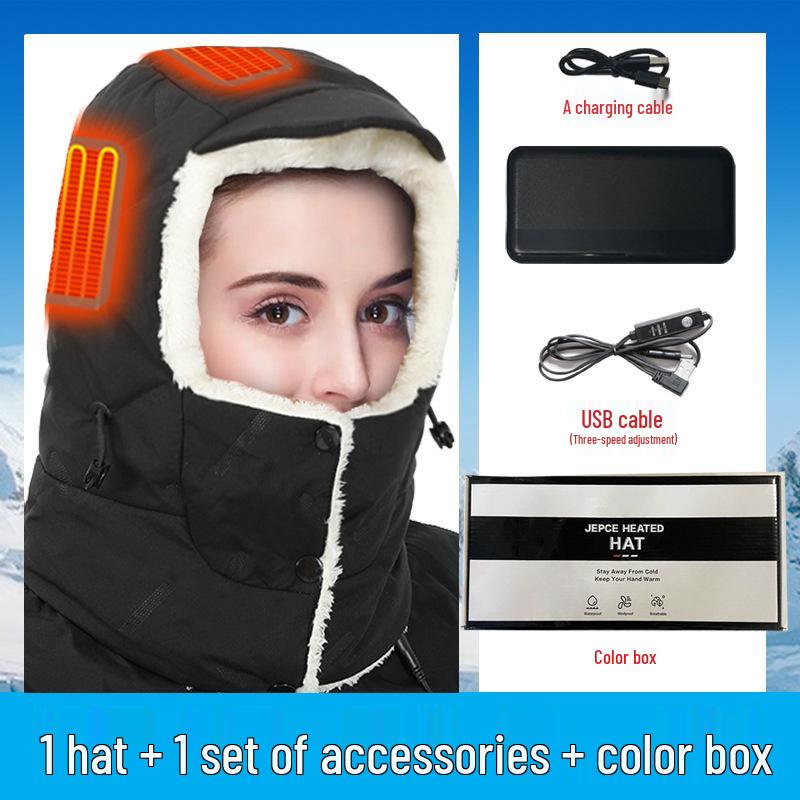 Electric Heated Hat - Smart Plus Velvet & Cotton Cap for Outdoor Cycling & Fishing Warmth