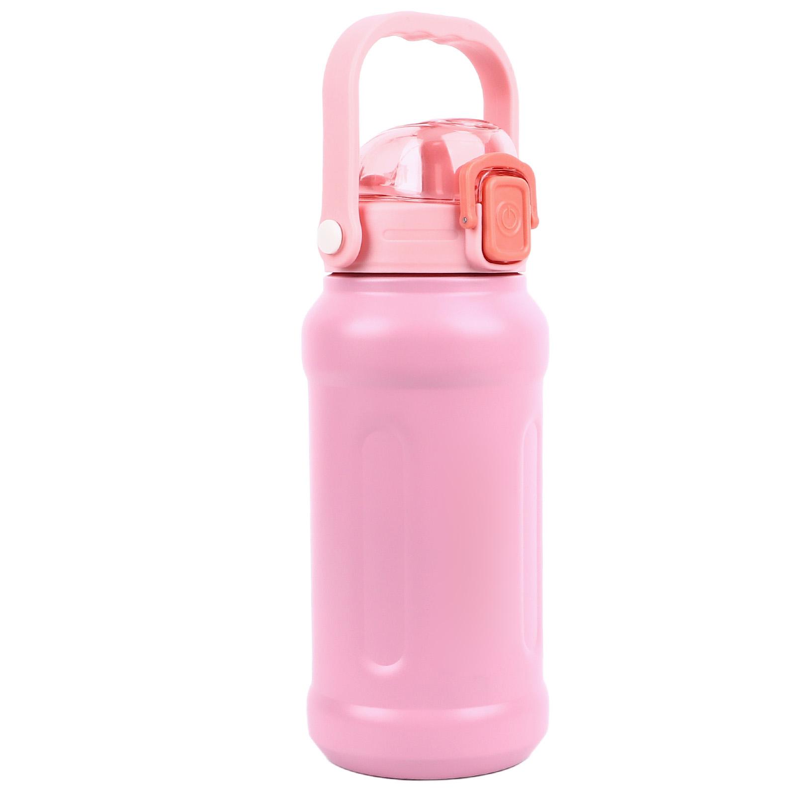 1100ML Vacuum Cup Stainless Steel Insulated Water Bottle Sports Water Bottle with Straw Light Pink L