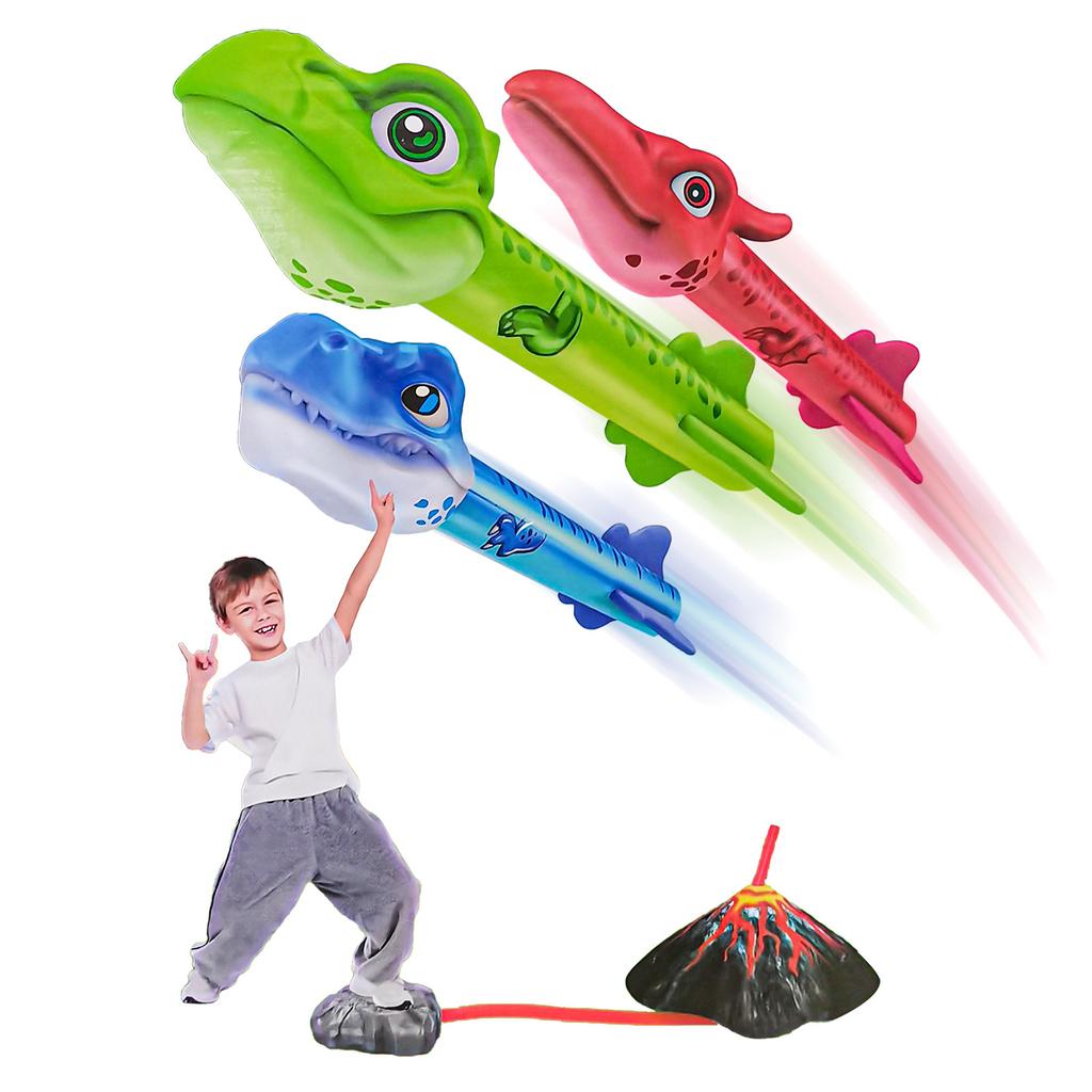 Flying Dinosaur Rockets for Outdoor/Camping/Beach/Backyard/Lawn Game Sports Colorful Rocket Theme Sport Game