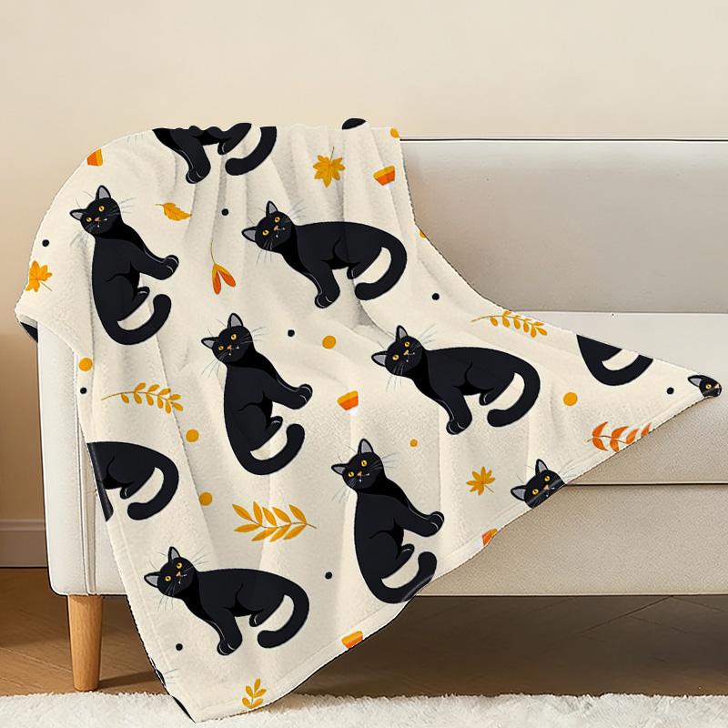 Black Cat Collection Plush Flannel Throw Blanket – Soft, Machine Washable, Cozy for Home, Couch, Office Napping, Christmas & Halloween