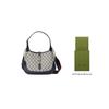 Gucci Jackie 1961 Gold Lock Monogram Canvas Leather Shoulder Bag Women shoulder bag blue gray 678843-96IWN-4076