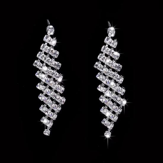 1 Set Bride Necklace Elegant Temperament Luxury Noble Dainty Hypoallergenic Sparkling Rhinestone Dangle Earrings