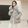 Big Fur Collar Down Jacket Women's New Hooded Thickened Mid-length White Duck Down Slim Coat Winter