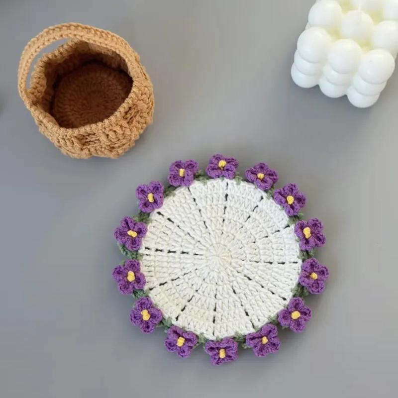 Crochet Coaster Lily Of The Valley Flower Coaster Crochet Flower Placemat Bouquet Cup Pad Coffee Mug Cup Mat Mother'S Day Gift