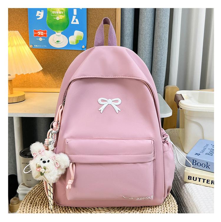 Schoolbag Japanese Ins Solid Color Simple Small Backpack, High Value Campus Light Junior High School Student Schoolbag Commuting Backpack