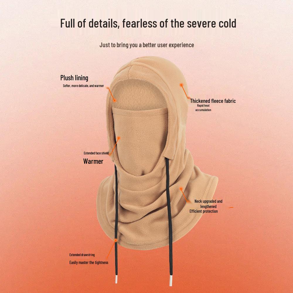 Warm Cycling and Skiing Headgear: Cold-Proof Snood with Neck and Face Protection