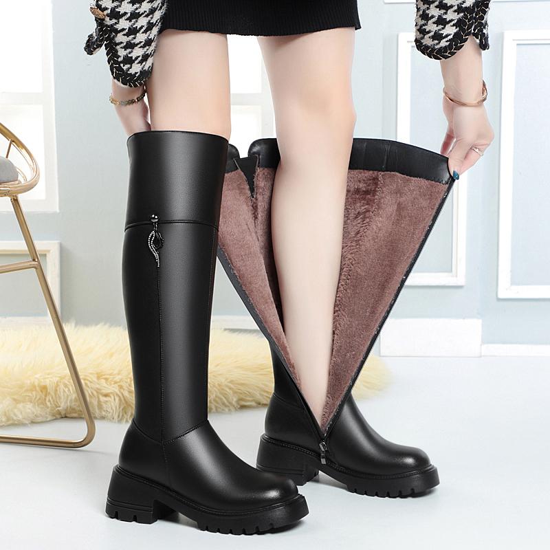 Fashion AIYUQI Women's Over The Knee Boots 2025 New Genuine Leather Winter Boots Women Wool Heel Platform Women's Boots