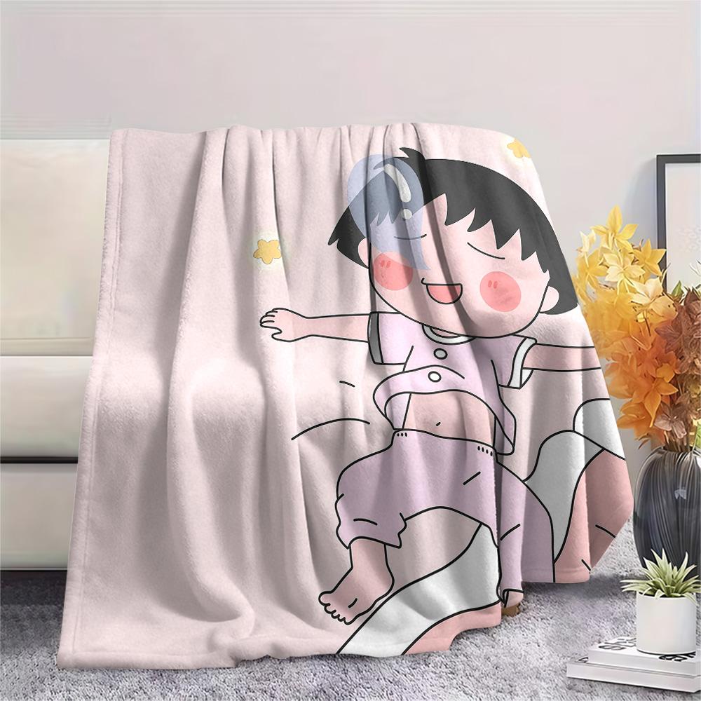 Chibi Maruko‑chan Flannel Blanket, High quality Comfortable for All Seasons, Home Decor, Warmth and Comfort