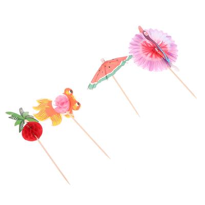50Pcs Various Ornament Paper Umbrella Cocktail Parasols Drink Fruit Cake Topper Decorate Birthday Party Diy Home Supplies