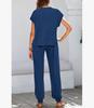 2026 Sommer Damen Zweiteiliges Gestreiftes Jogging-Set: Kurzarm-Oberteil & Lange Hose