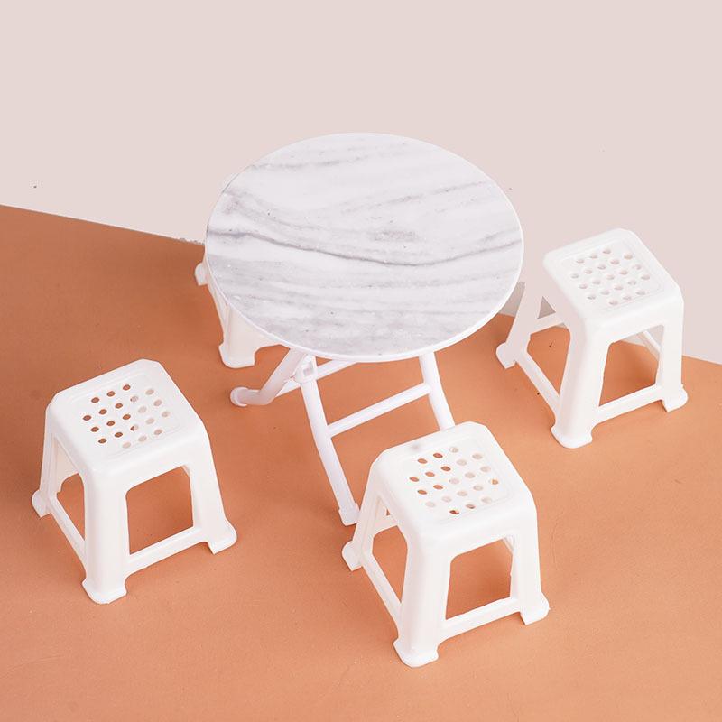 

1/12 Dollhouse Simulation Table Chairs Model Set Mini Furniture Decoration Dolls House Accessories Pretend Play Toy