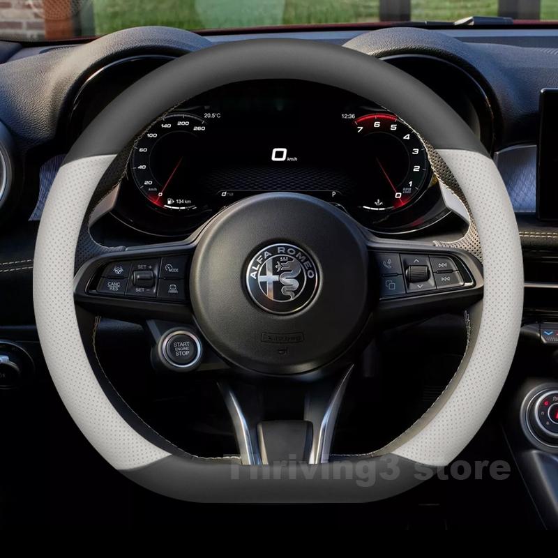 

Leather Car Steering Wheel Cover For Alfa Romeo Tonale 2019-2025 Covers For Covers Auto interior Alfa Romeo Tonale Accessories