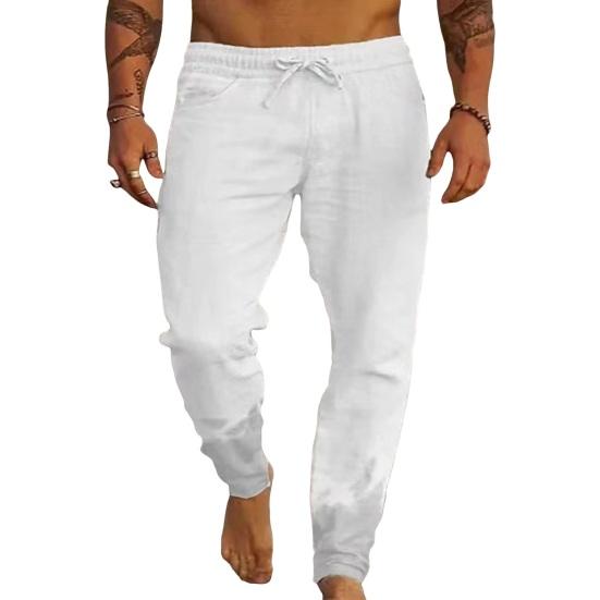 

Мужские брюки с эластичной талией на шнурке и боковыми карманами, однотонные, повседневные, для школы 2XL белый