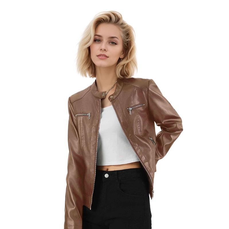 Fashion Women's Jacket Motorcycle Leather Jacket Women's Leather Jacket Slim Fit