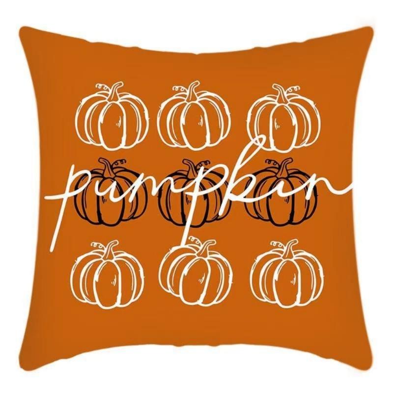 

Autumn Harvest Pillow Case With Pumpkin Design Polyester Machine Washable Decorative Pillow Cover For Living Room Bedroom