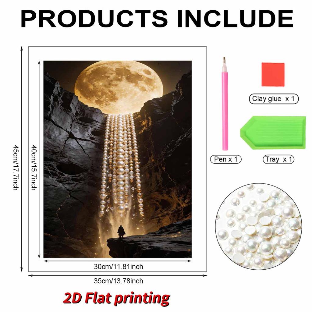 Pearl DIY Canyon Waterfall Art Kits 15.7x19.6inch Gem Art Pearl Painting Kits Without Frame for Adults Gift Idea Home Wall Decor