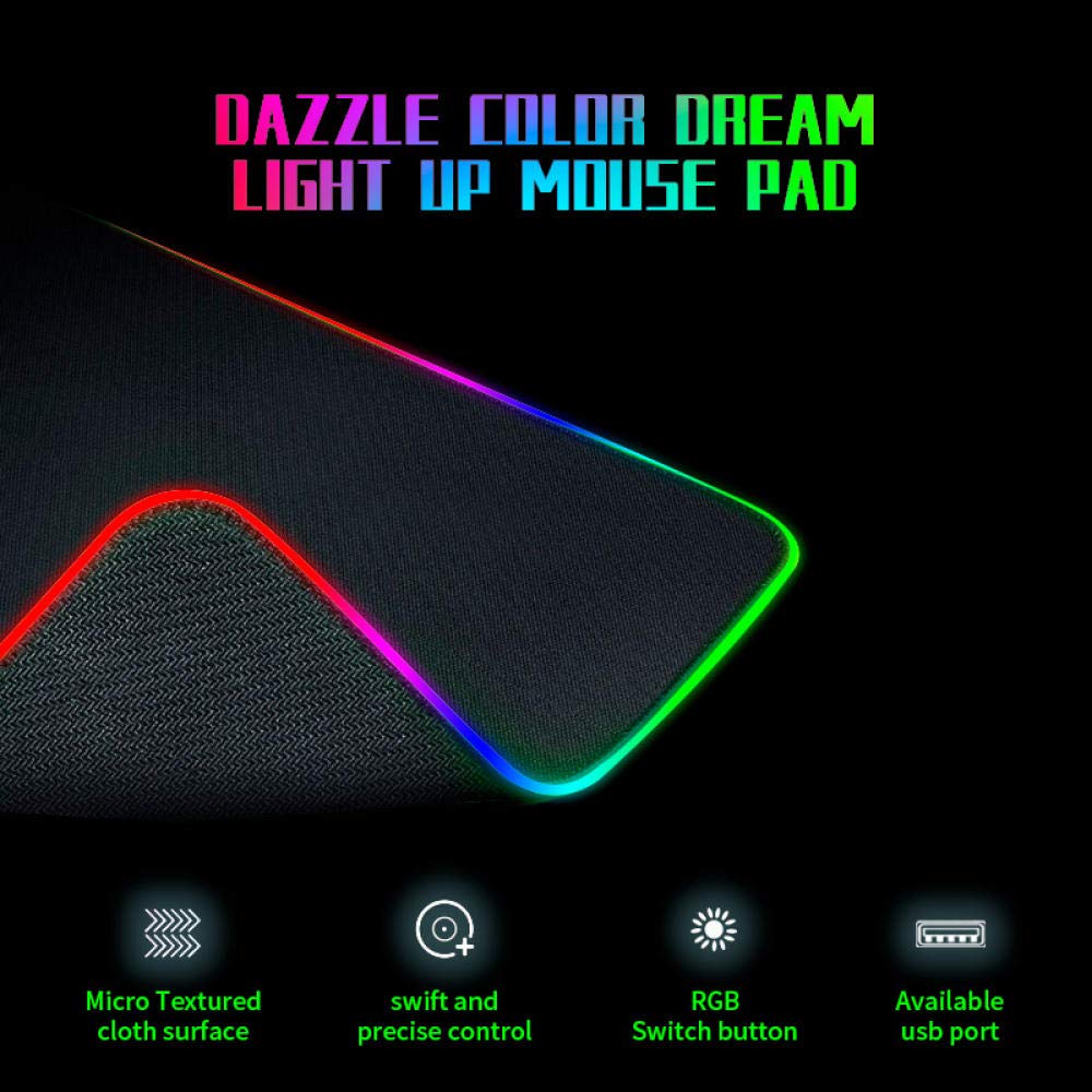 SQTYLJW Gaming Mouse Pad Life In Another Ram Rem Gaming Computer Mouse Pad Anime RGB Large Mouse Mat Rainbow LED Backlit 600x300 MM ReZERO -Starting